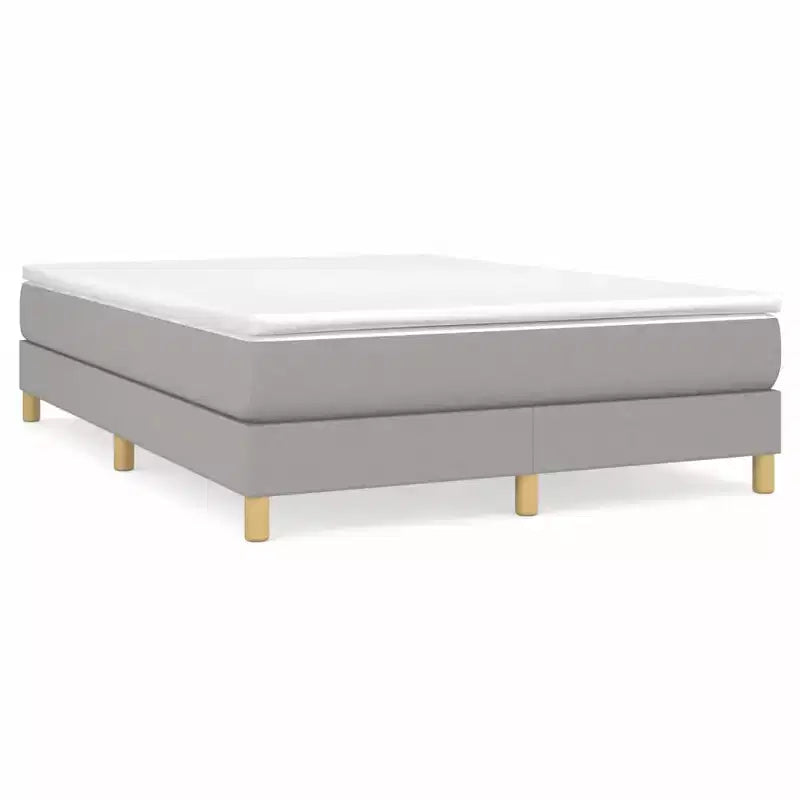 Struttura letto matrimoniale Queen Size – Tessuto in poliestere grigio chiaro, multistrato e legno ingegnerizzato