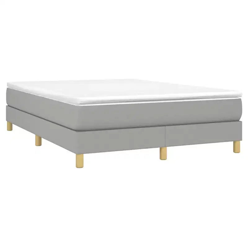 Struttura letto matrimoniale Queen Size – Tessuto in poliestere grigio chiaro, multistrato e legno ingegnerizzato