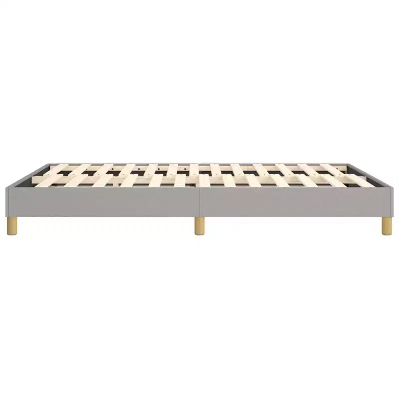 Struttura letto matrimoniale Queen Size – Tessuto in poliestere grigio chiaro, multistrato e legno ingegnerizzato