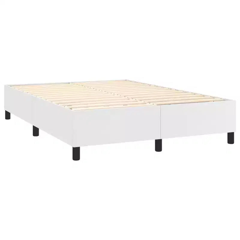 Struttura letto matrimoniale Queen Size - Ecopelle bianca, compensato e legno composito