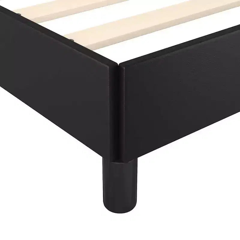 Struttura letto king-size con piattaforma - Similpelle nera, Legno ingegnerizzato