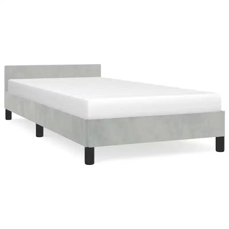 Telaio per Letto a Piattaforma Twin XL - Velluto Grigio Chiaro, Compensato e Legno Ingegnerizzato