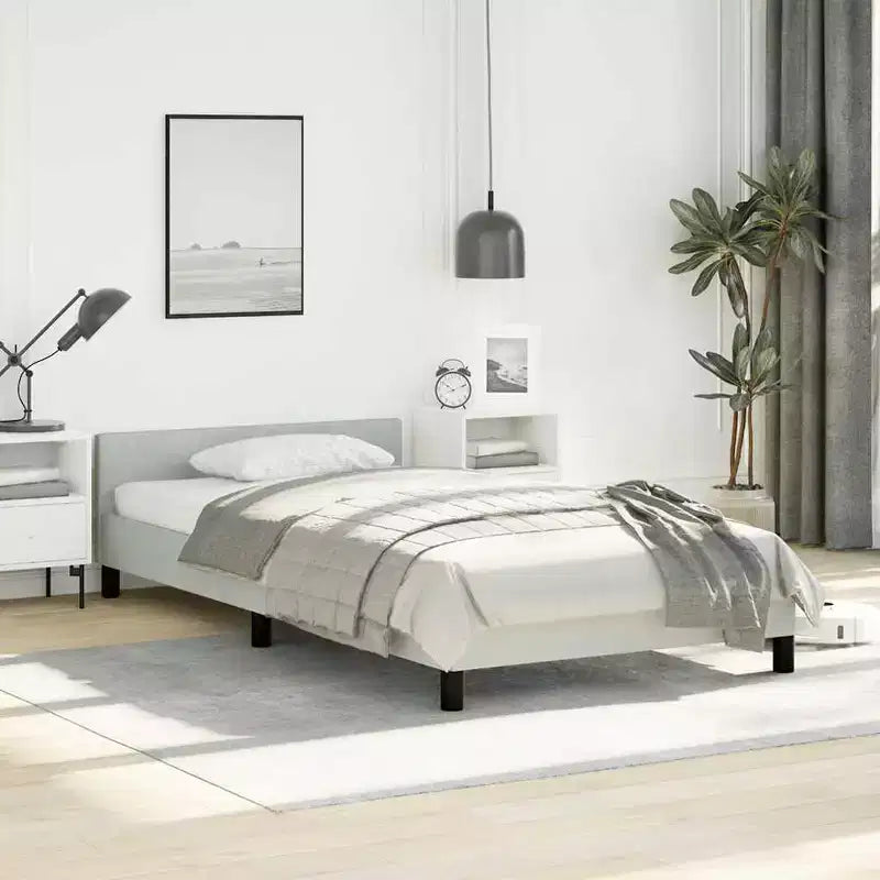 Telaio per Letto a Piattaforma Twin XL - Velluto Grigio Chiaro, Compensato e Legno Ingegnerizzato