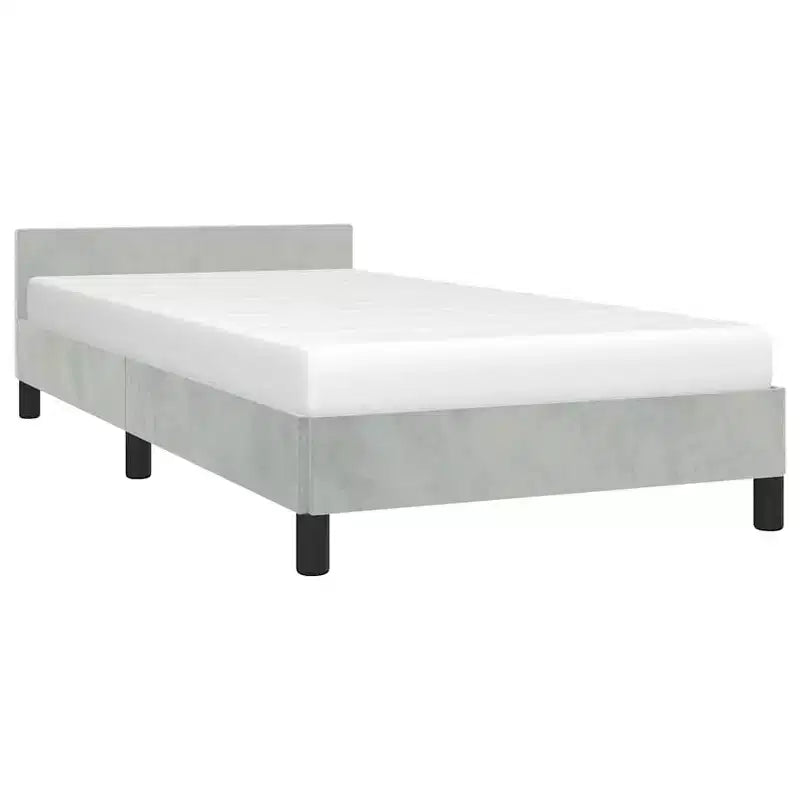 Telaio per Letto a Piattaforma Twin XL - Velluto Grigio Chiaro, Compensato e Legno Ingegnerizzato