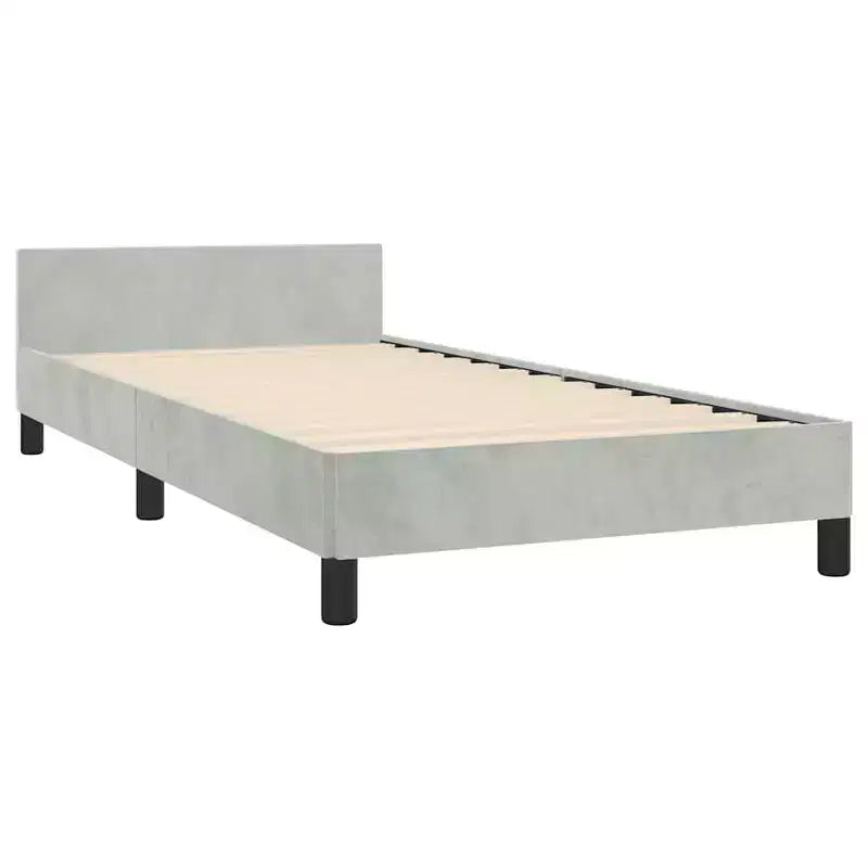 Telaio per Letto a Piattaforma Twin XL - Velluto Grigio Chiaro, Compensato e Legno Ingegnerizzato