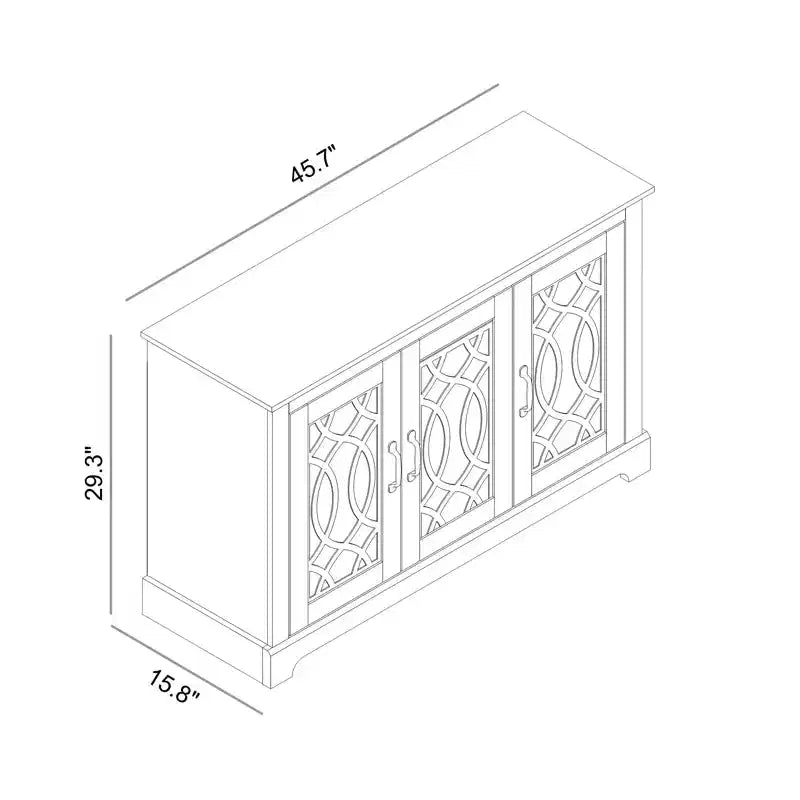 Credenza con ante decorative traforate 116 cm L x 40 cm P x 74 cm H