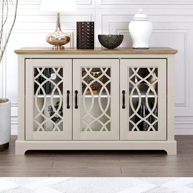 Credenza con ante decorative traforate 116 cm L x 40 cm P x 74 cm H