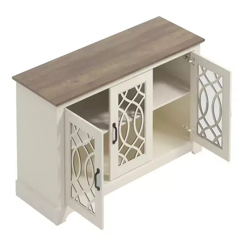 Credenza con ante decorative traforate 116 cm L x 40 cm P x 74 cm H