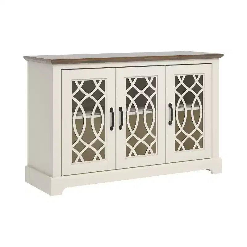 Credenza con ante decorative traforate 116 cm L x 40 cm P x 74 cm H