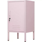 Tavolino Contenitore in Metallo con 2 Ripiani Regolabili e Design Anti-Ribaltamento, Rosa