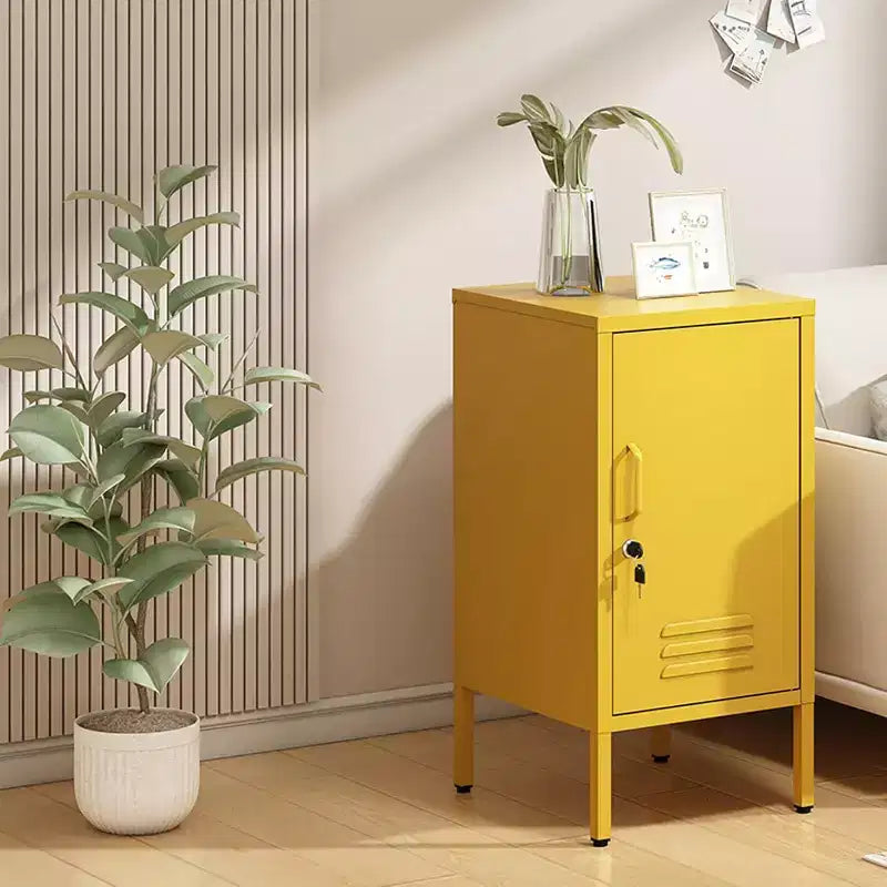 Tavolino Contenitore in Metallo con 2 Ripiani Regolabili e Design Anti-Ribaltamento, Rosa