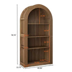 Libreria a 4 ripiani alta ad arco in stile Mid-Century - Scaffale espositivo aperto