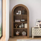 Libreria a 4 ripiani alta ad arco in stile Mid-Century - Scaffale espositivo aperto