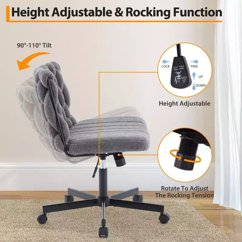 Sedia da scrivania ampia e incrociata con funzione basculante, altezza regolabile e girevole a 360°
