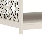 Tavolino da Caffè Quadrato con Pannelli Decorativi Intagliati e Ripiano Inferiore, 88.6 cm