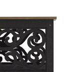 Tavolino da Caffè Quadrato con Pannelli Decorativi Intagliati e Ripiano Inferiore, 88.6 cm