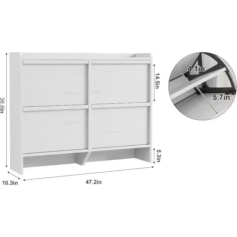 Scarpiera a 4 Ante con Ripiano Regolabile - Mobile Contenitore in Legno per Ingresso e Corridoio