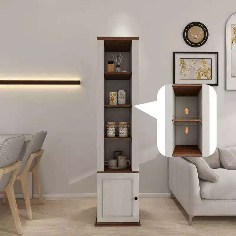 Mobile Contenitore Girevole a 360° con Specchio a Figura Intera, Bianco Antico, 7 Ripiani