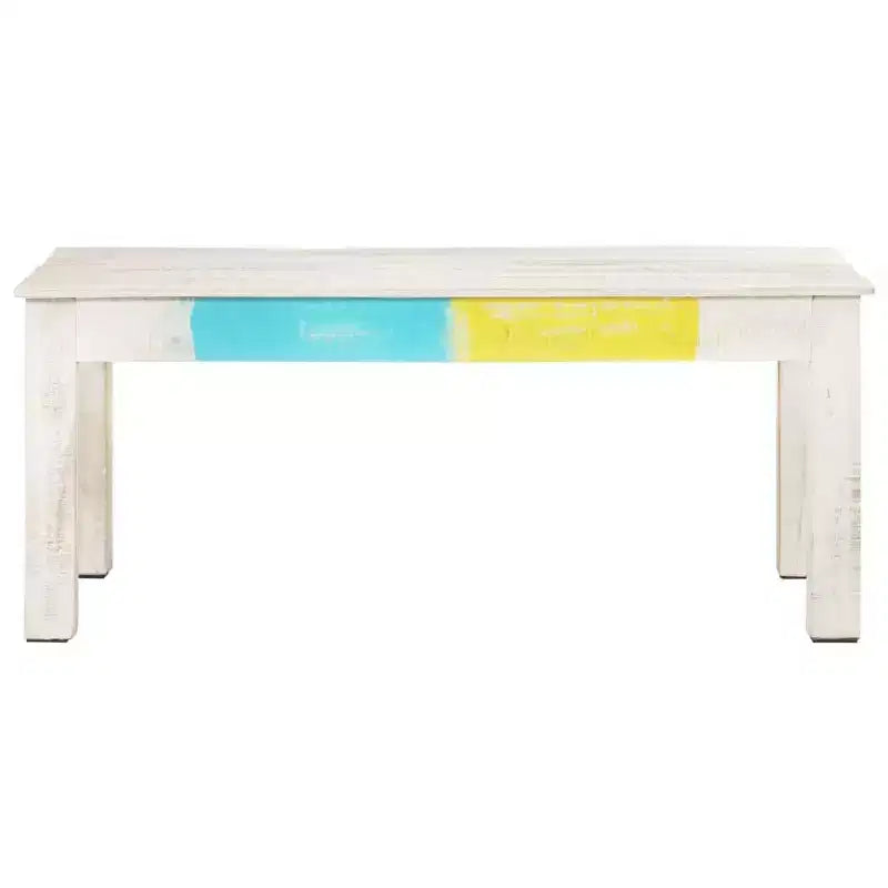 Tavolino da Caffè in Legno Massello di Mango Bianco 110x60x45 cm