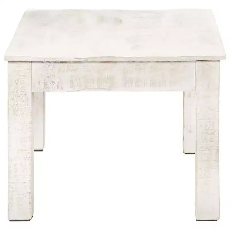 Tavolino da Caffè in Legno Massello di Mango Bianco 110x60x45 cm