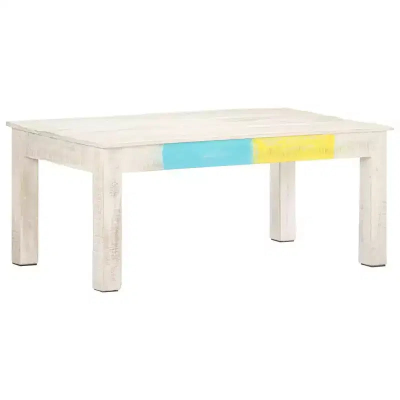 Tavolino da Caffè in Legno Massello di Mango Bianco 110x60x45 cm