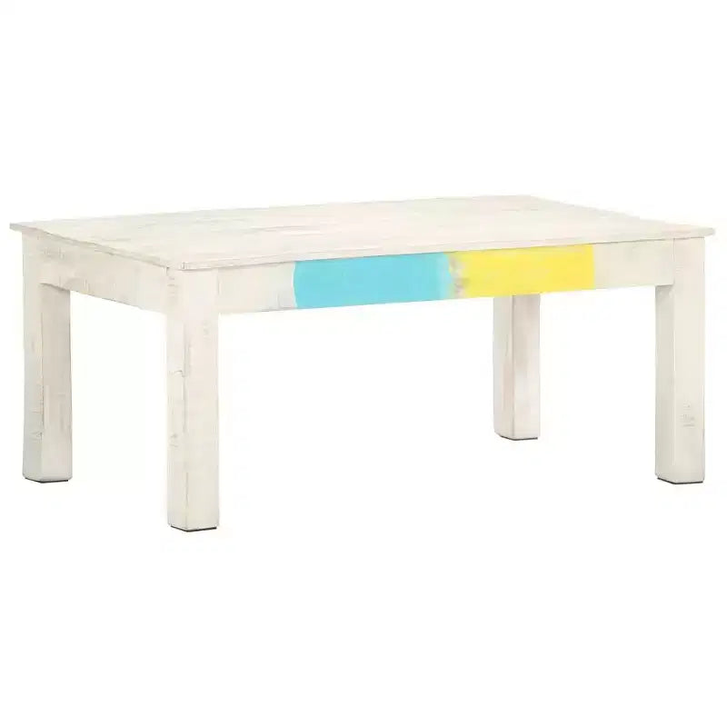 Tavolino da Caffè in Legno Massello di Mango Bianco 110x60x45 cm
