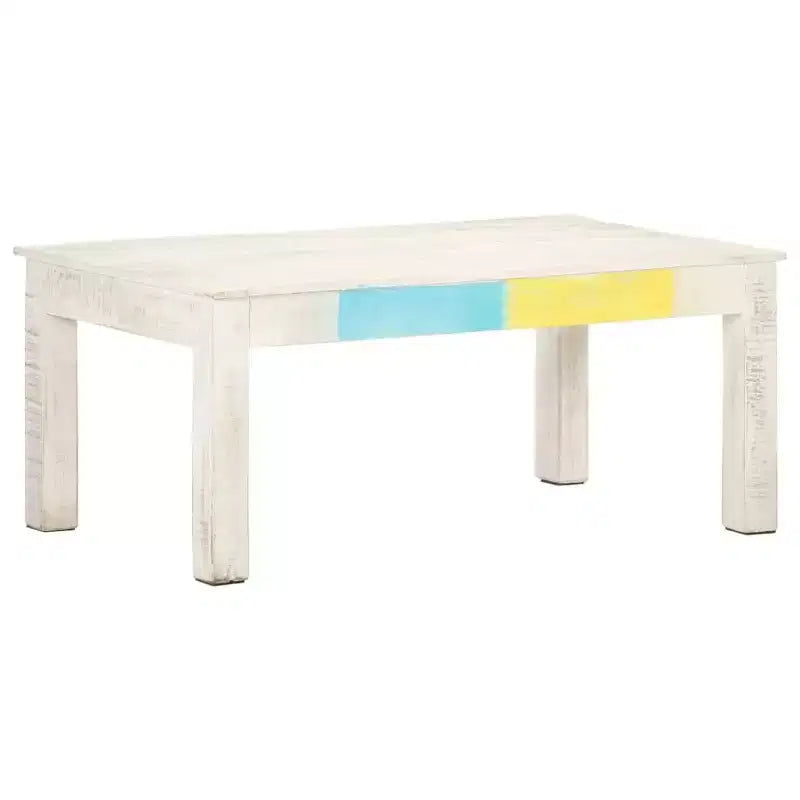 Tavolino da Caffè in Legno Massello di Mango Bianco 110x60x45 cm