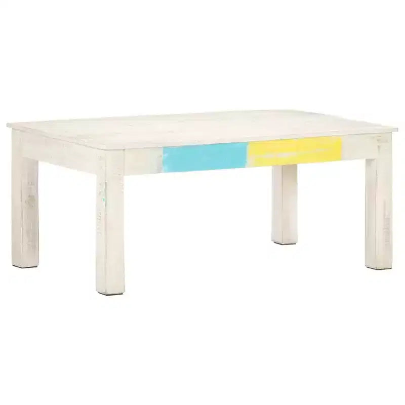 Tavolino da Caffè in Legno Massello di Mango Bianco 110x60x45 cm