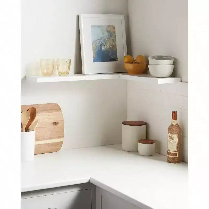 Mensole galleggianti a muro in legno rustico bianco 57 cm - Set da 2