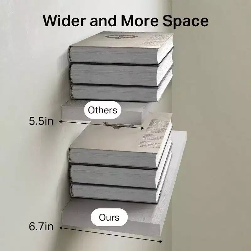 Mensole galleggianti a muro in legno rustico bianco 57 cm - Set da 2