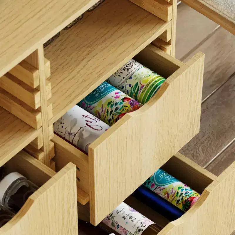 Credenza da masseria con buffet e 6 cassetti regolabili, armadietto in legno massello a doghe, mobile contenitore per cucina e sala da pranzo, soluzione di stoccaggio per dispensa
