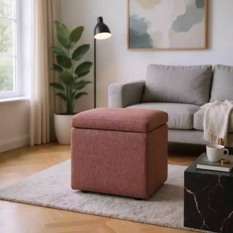 Pouf Contenitore Multifunzione, Imbottito, per Uso Domestico