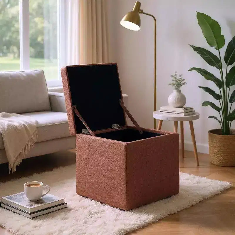Pouf Contenitore Multifunzione, Imbottito, per Uso Domestico