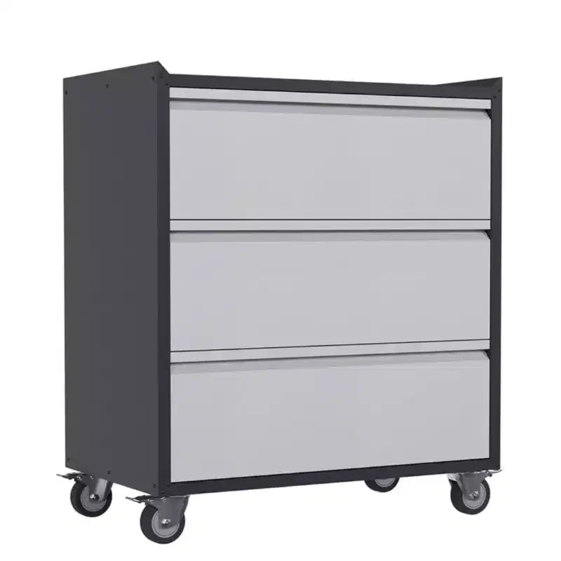 Cassetta Portautensili Mobile in Metallo a 3 Cassetti per Garage e Magazzino, Nero/Grigio