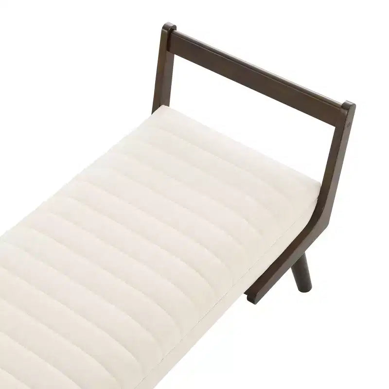 Panca Contenitore Imbottita "Channel Tufted" in Similpelle da 52" con Gambe in Noce in Stile Mid-Century