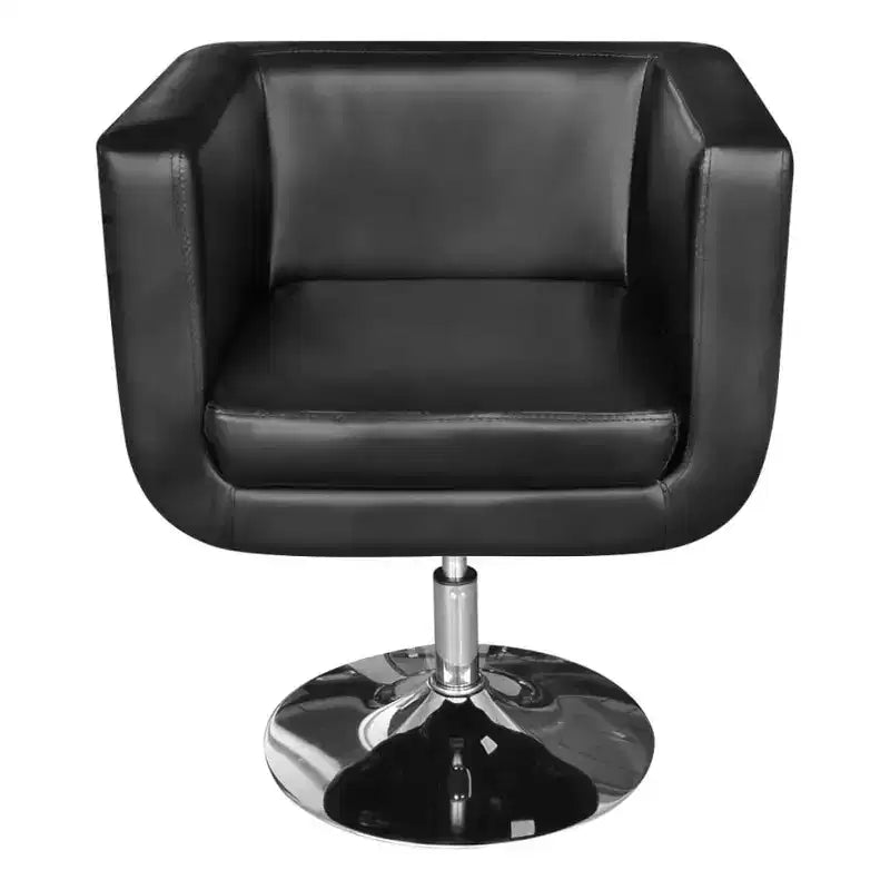 Poltrona con base cromata in similpelle nera