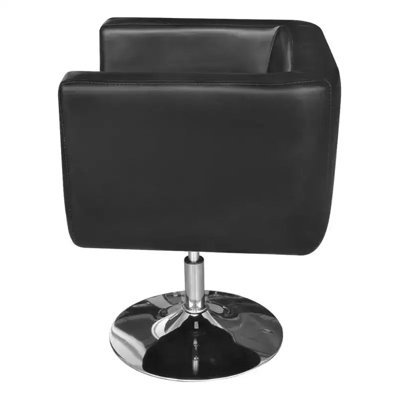 Poltrona con base cromata in similpelle nera