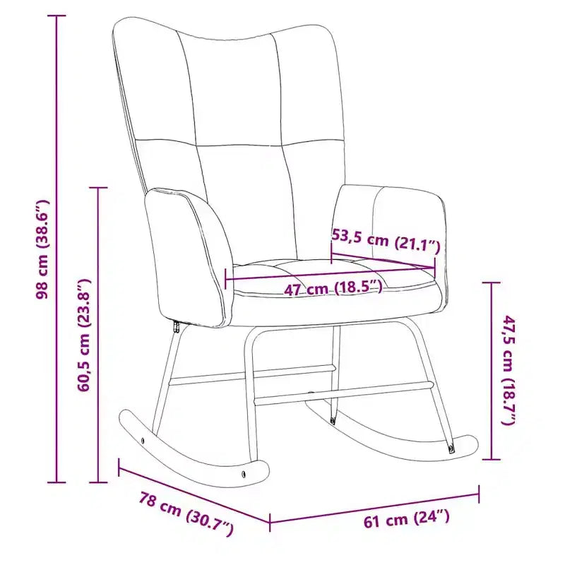 Poltrona a dondolo in velluto con seduta imbottita - Grigio chiaro, senza poggiapiedi