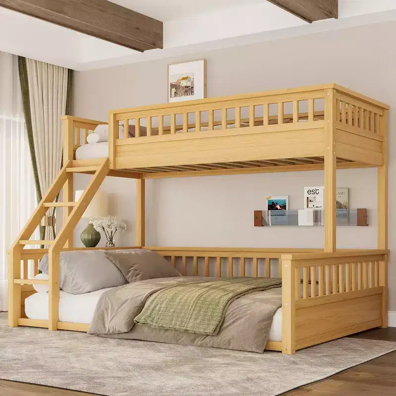 Letto a castello Twin XL/Full XL su Queen con scaletta e sponde di protezione