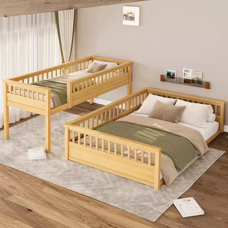 Letto a castello Twin XL/Full XL su Queen con scaletta e sponde di protezione