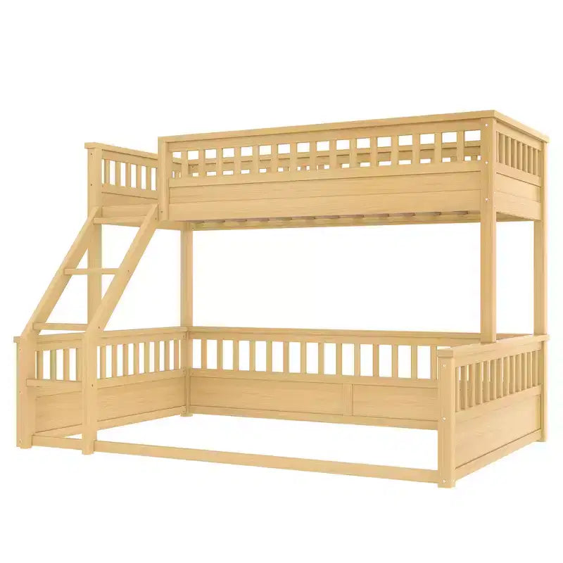 Letto a castello Twin XL/Full XL su Queen con scaletta e sponde di protezione