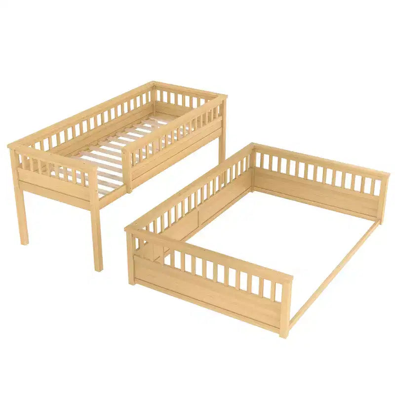 Letto a castello Twin XL/Full XL su Queen con scaletta e sponde di protezione