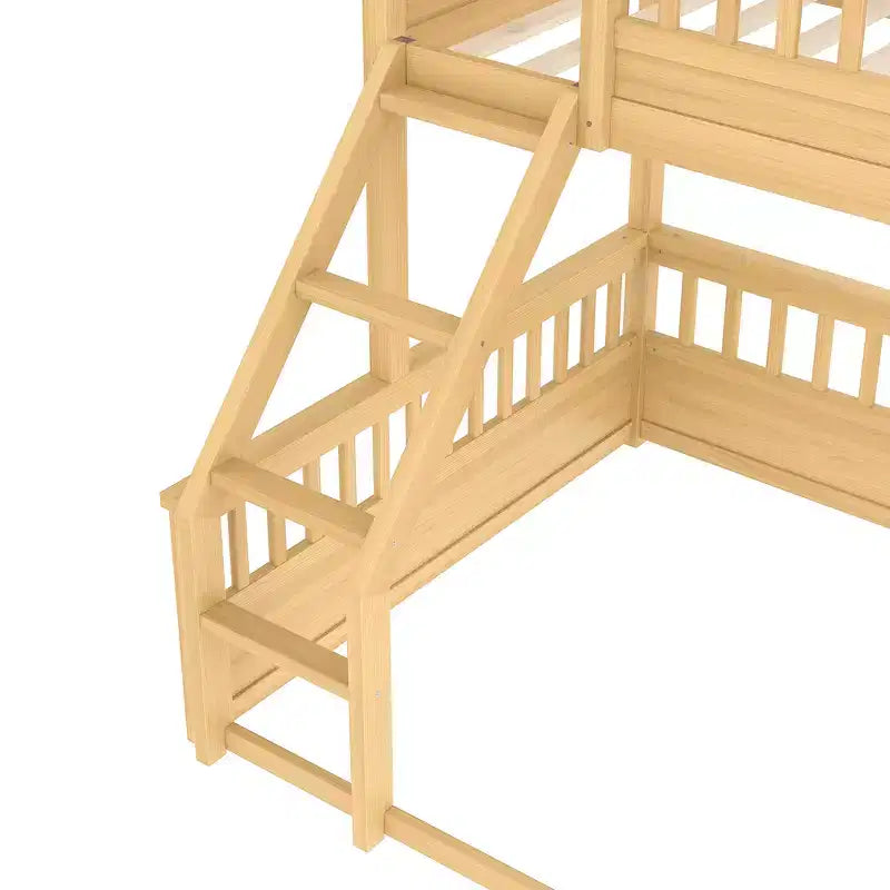 Letto a castello Twin XL/Full XL su Queen con scaletta e sponde di protezione
