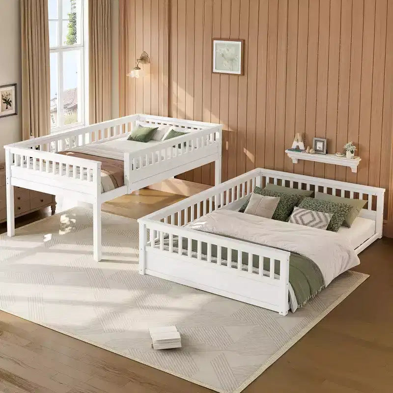 Letto a castello Twin XL/Full XL su Queen con scaletta e sponde di protezione
