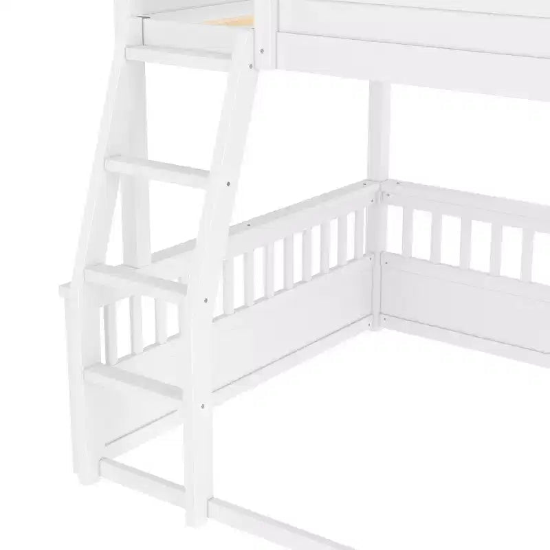 Letto a castello Twin XL/Full XL su Queen con scaletta e sponde di protezione