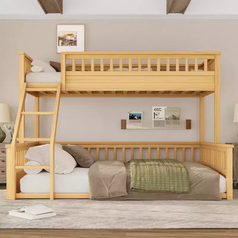 Letto a castello Twin XL/Full XL su Queen con scaletta e sponde di protezione