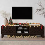 Mobile TV moderno stile mid-century con 4 cassetti e gestione cavi, marrone scuro, adatto per TV fino a 75"