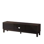 Mobile TV moderno stile mid-century con 4 cassetti e gestione cavi, marrone scuro, adatto per TV fino a 75"
