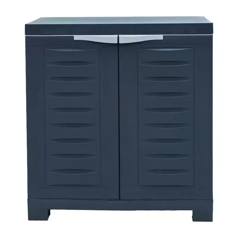 Armadio multiuso a due ante in plastica resistente grigio scuro da 66 cm