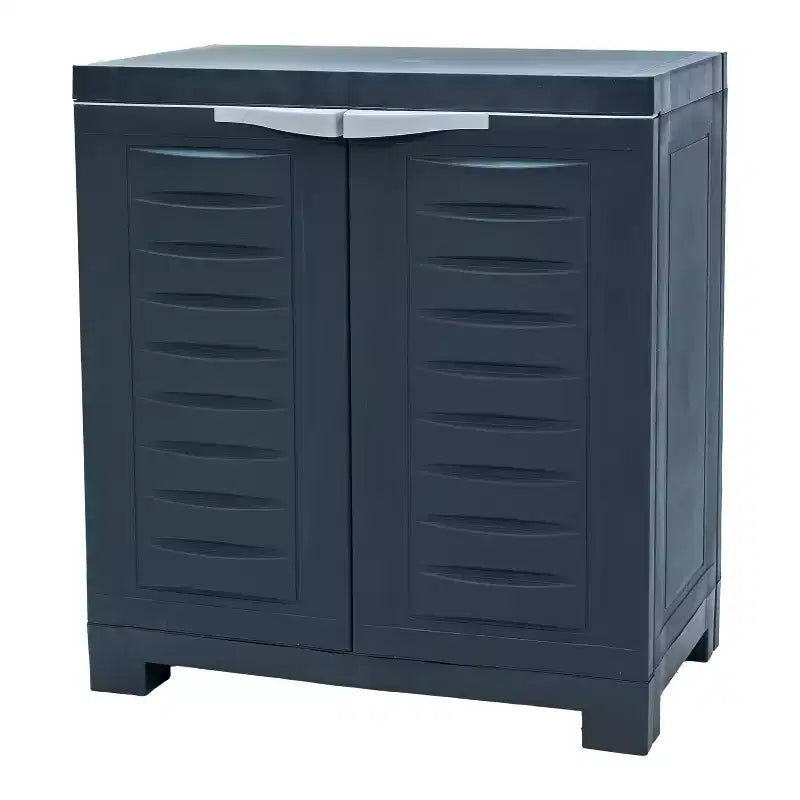 Armadio multiuso a due ante in plastica resistente grigio scuro da 66 cm